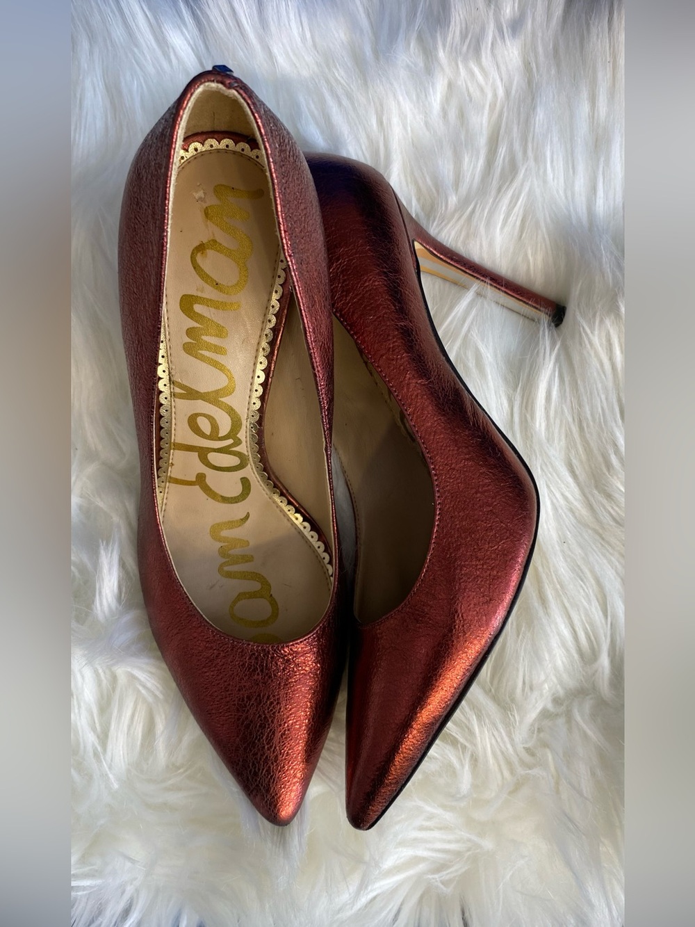 Sam Edelman Metallic Burgundy Pointed-Toe Stiletto Pumps